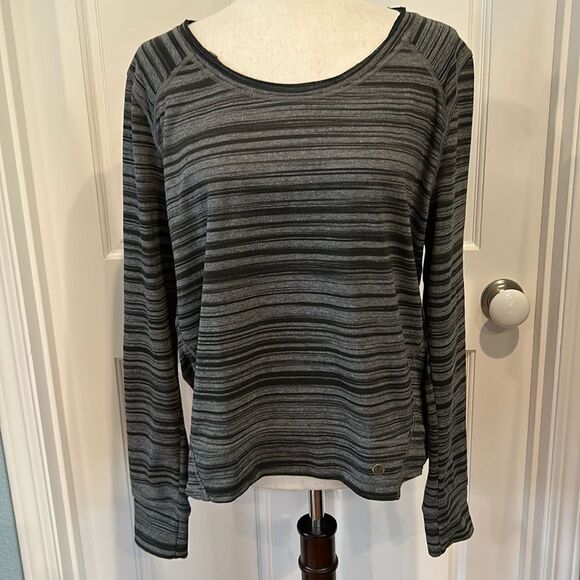 Prana black and gray long sleeve workout top size large - Picture 2 of 8